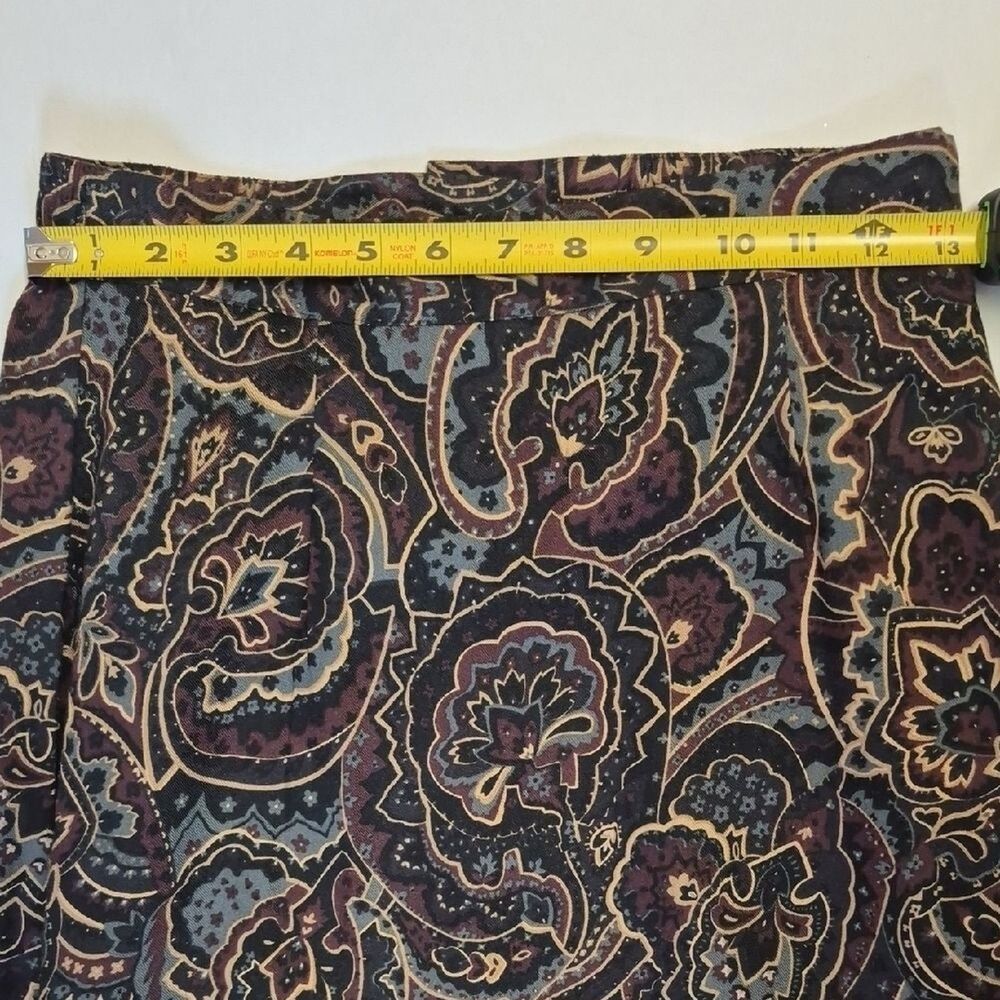 VTG Bice Paisley Midi Skirt 8P Nordstrom 90s Office Siren Dark Academia Brown - Picture 3 of 11